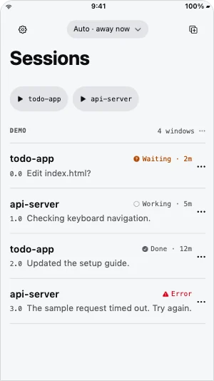 Hoptail Sessions screenshot on sample data