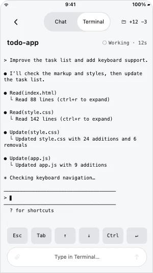 Hoptail Terminal screenshot on sample data